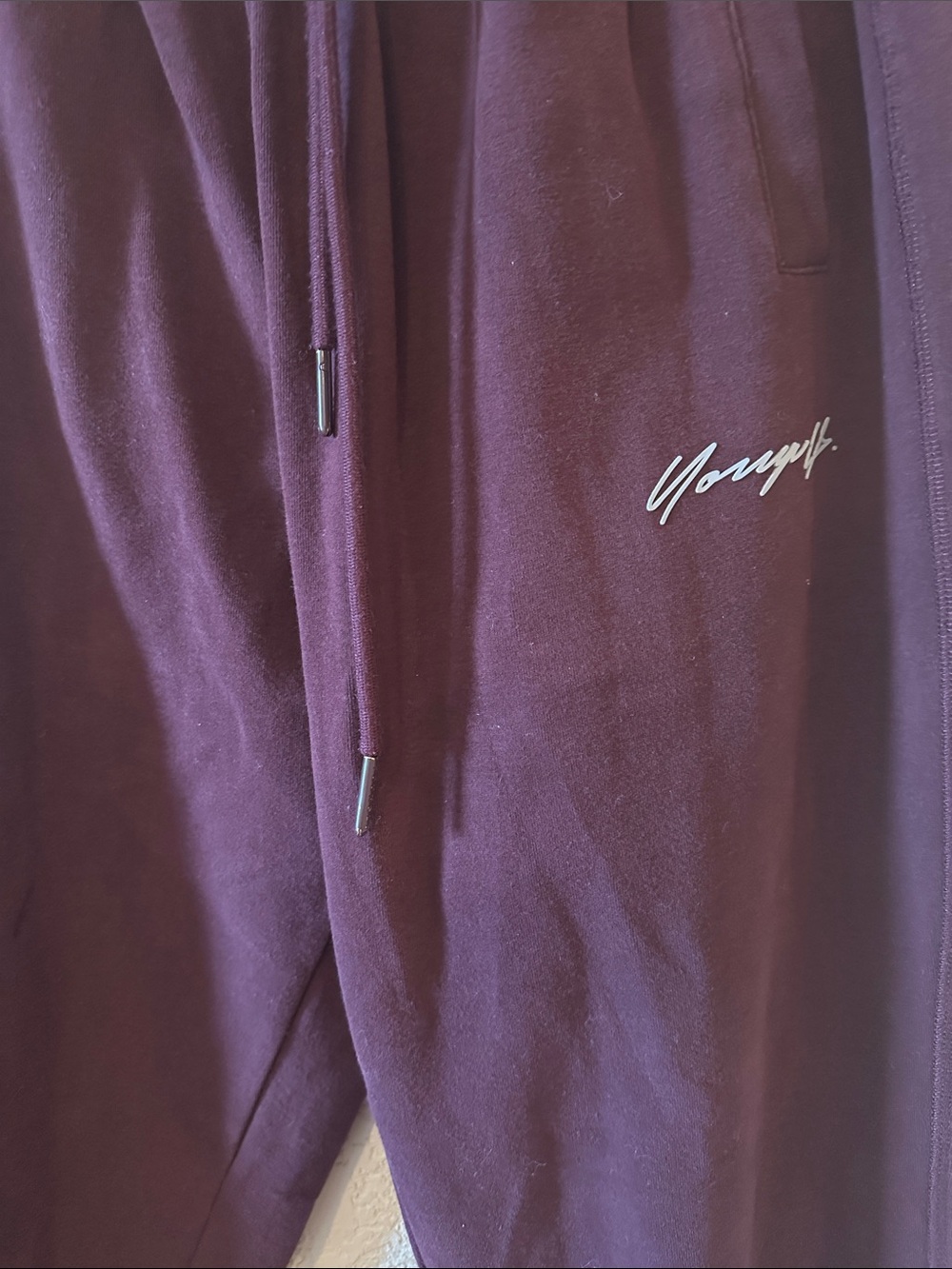 Youngla Burgundy Jogger Sweatpants - Casual Drawstring Pants - Picture 3 of 4